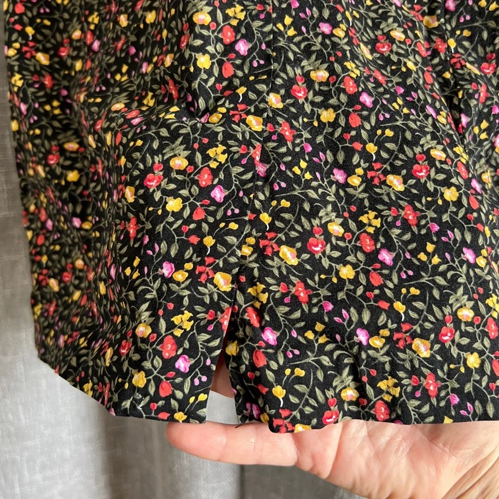 Vintage 90’s Betsy Lauren - ditsy floral print on black mini dress - size 10 - Picture 8 of 14